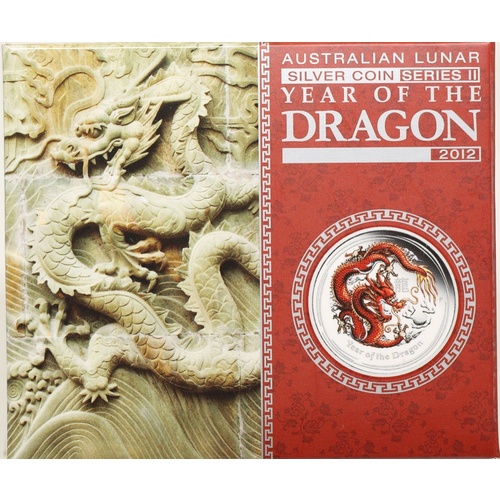 2012 Silver 1/2 Ounce Coloured Proof Coin Lunar Year of the Dragon