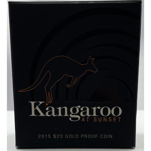 2015 25 Dollar Gold Proof Coin Kangaroo at Sunset