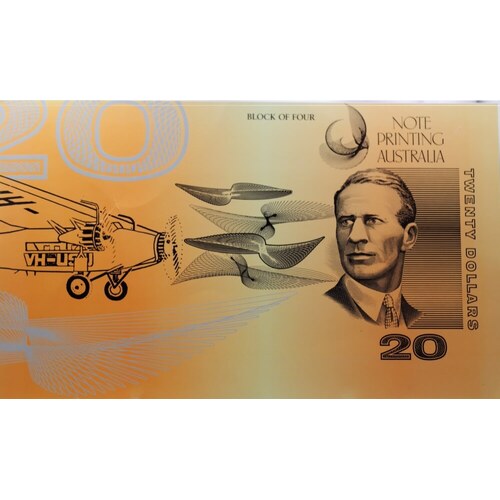 1993 Twenty Dollar Uncut Block of Four Notes - Red Serials