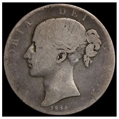 1844 Silver Crown Victoria S#3882 Cinquefoil Stops Very Good