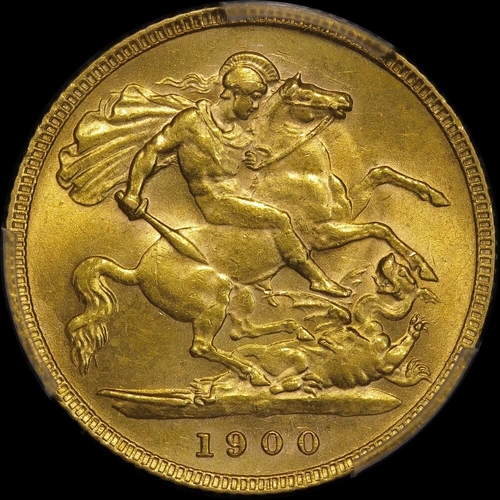 1900 Perth Veiled Head Half Sovereign Unc (PCGS MS62)