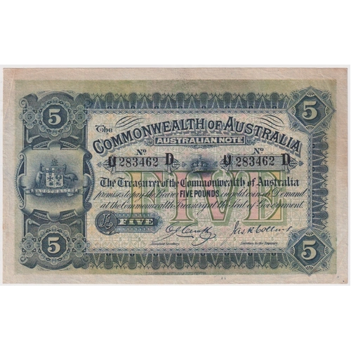 1918 Five Pound Cerutty/Collins R37b about EF