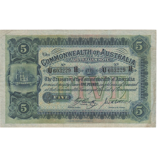 1918 Five Pound Cerutty/Collins R37B about VF