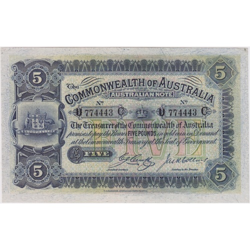 1918 Five Pound Cerutty/Collins R37B EF