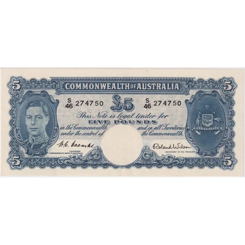 1952 Five Pound Coombs/Wilson R48 about Unc