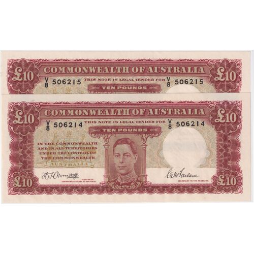 1943 Ten Pound Consecutive Pair Armitage/McFarlane R59 PCGS Choice Unc 63-64