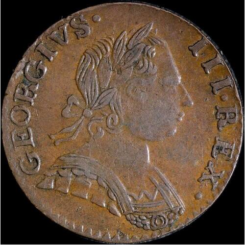 1775 Contemporary Counterfeit Halfpenny George III Very Fine