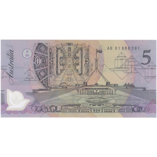 1992 $5 Note Fraser/Cole R214 Uncirculated