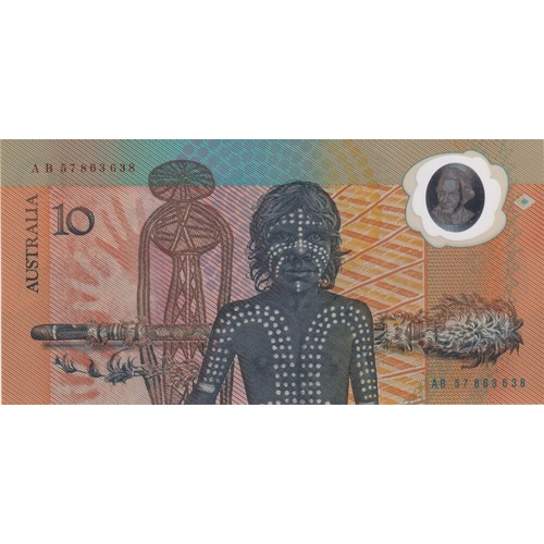 1988 $10 Note Bicentennial 2nd issue AB 57 Last prefix Johnston/Fraser R310BL about Unc