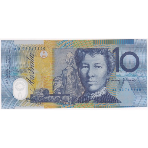 1993 $10 Note AA93 First Prefix Fraser/Evans R316aF Uncirculated