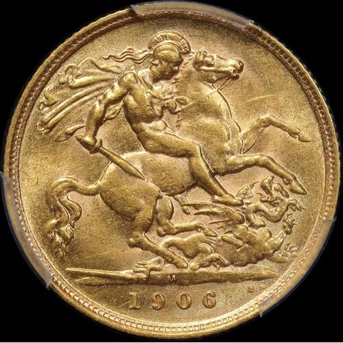 1906 Melbourne Edward VII Half Sovereign PCGS AU58