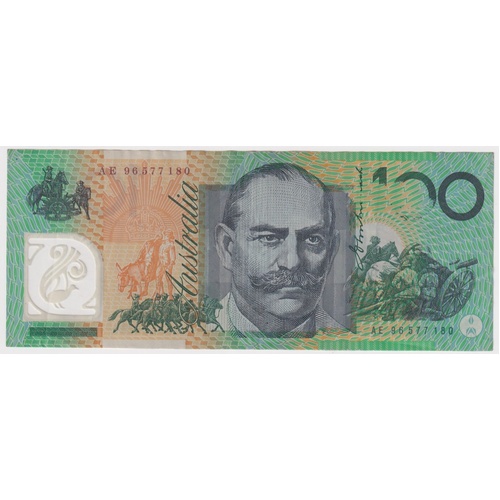1996 $100 Note Fraser/Evans R616 Missing Intaglio Error good VF