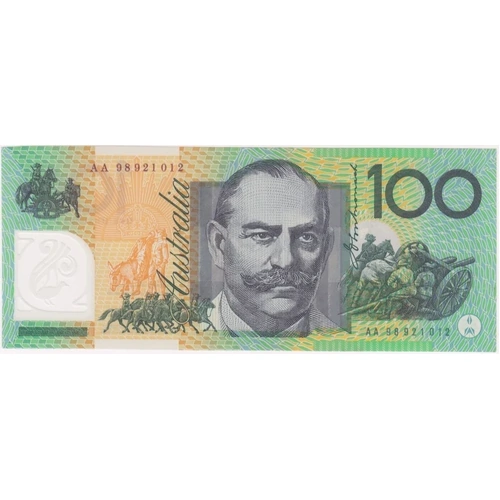 1998 $100 Note Macfarlane/Evans AA98 First Prefix R618F Uncirculated