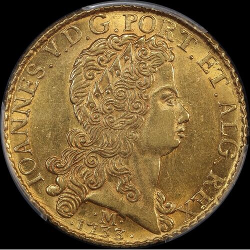 Brazil (Minas Gerais) Gold 12800 Reis 1733-M KM# 139 PCGS AU58