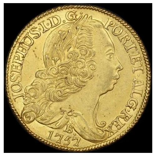 Brazil (Bahias) Gold 6400 Reis 1757-B KM#172.1 about Unc