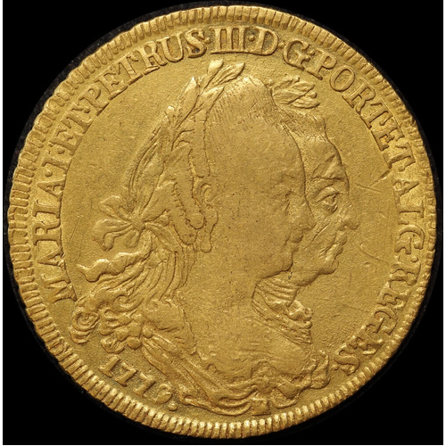 Brazil (Bahias) Gold 6,400 Reis 1779-B KM# 199.1 Very Fine