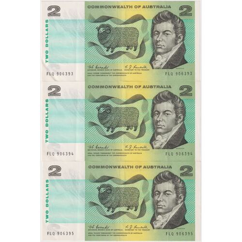 1967 $2 Note Consecutive Trio Coombs/Randall R82 EF
