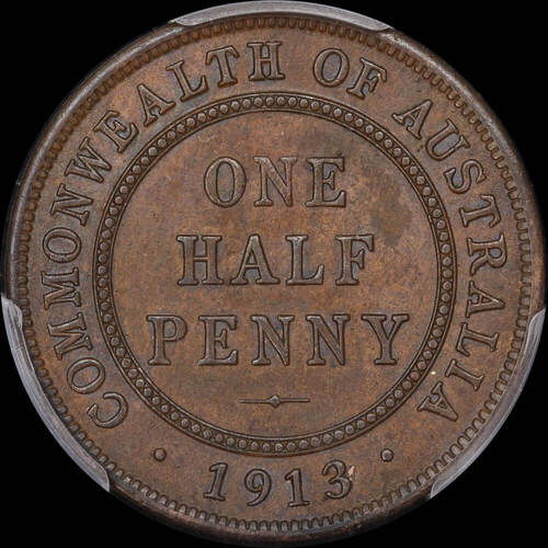 1913 Halfpenny Unc (PCGS MS62BN)