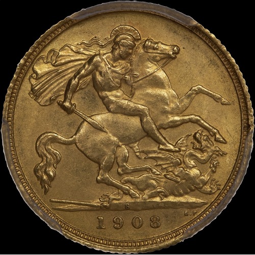 1908 Sydney Edward VII Half Sovereign Unc (PCGS MS62+)