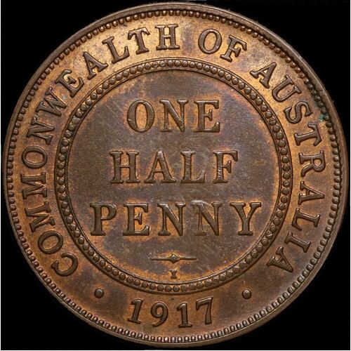 1917-I Halfpenny good EF