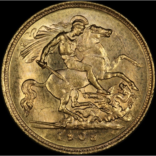 1908 Melbourne Half Sovereign Choice Unc (PCGS MS63)
