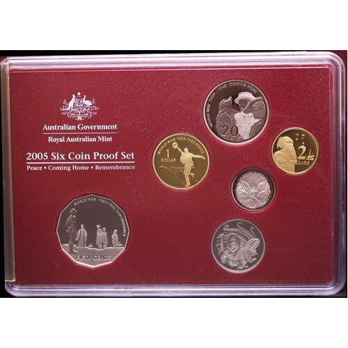 Australia 2005 Proof Coin Set 60th Anniversary of the End of WWII Damaged Packaging