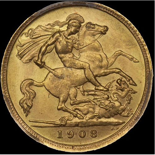 1908 Melbourne Edward VII Half Sovereign Choice Unc (PCGS MS64)