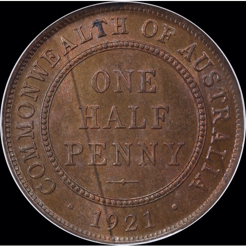 1921 Halfpenny Gem Unc (NGC MS65RB)