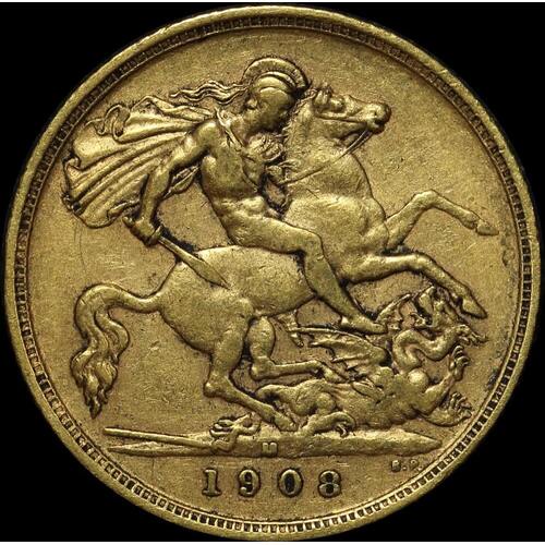 1908 Melbourne Edward VII Half Sovereign Very Fine