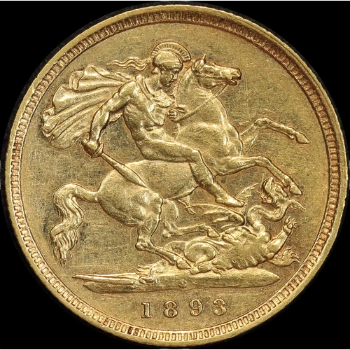 1893 Sydney Veiled Head Half Sovereign about EF