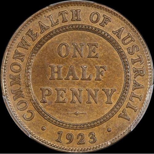 1923 Halfpenny PCGS AU58