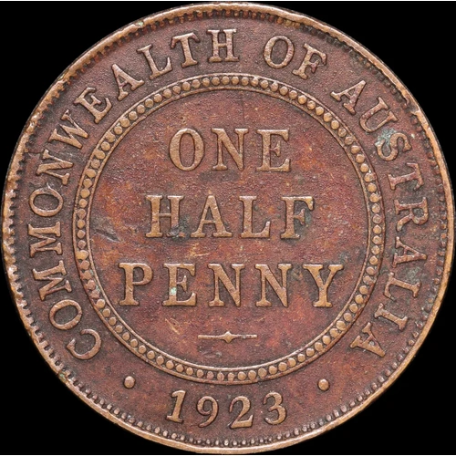 1923 Halfpenny Genuine full centre diamond with black crust