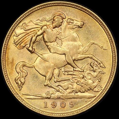 1909 Melbourne Edward VII Half Sovereign about Unc
