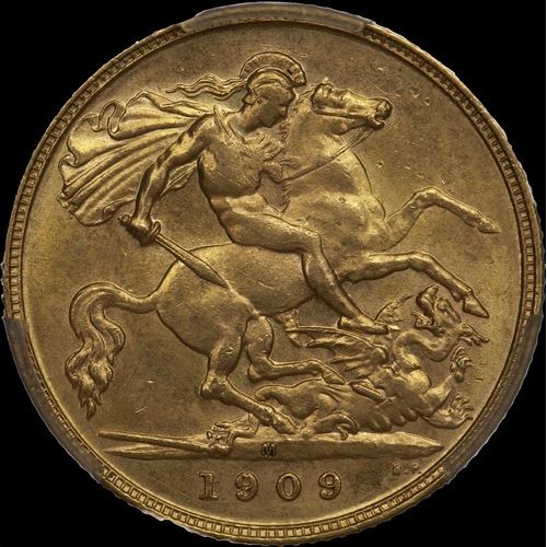 1909 Melbourne Edward VII Half Sovereign Unc (PCGS MS62)