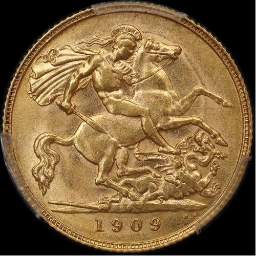 1909 Perth Edward VII Half Sovereign PCGS AU58
