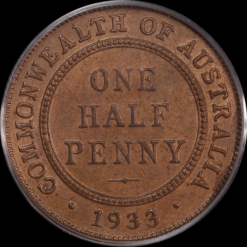 1933 Halfpenny Choice Unc (PCGS MS64RB)