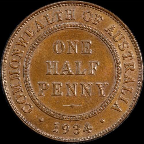1934 Halfpenny about Unc