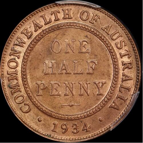 1934 Halfpenny Choice Unc (PCGS MS63RB)