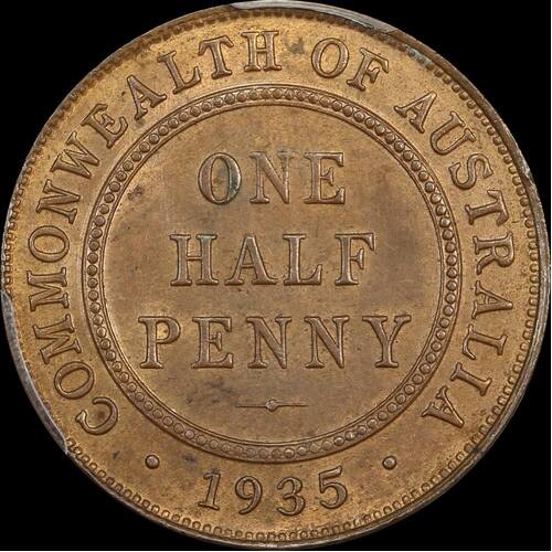 1935 Halfpenny Choice Unc (PCGS MS63RB)