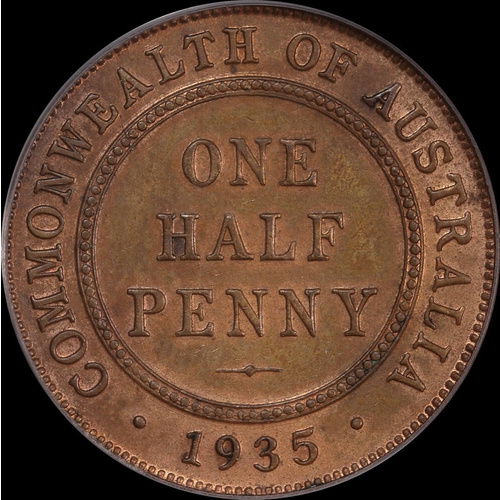 1935 Halfpenny Unc (PCGS MS62RB)