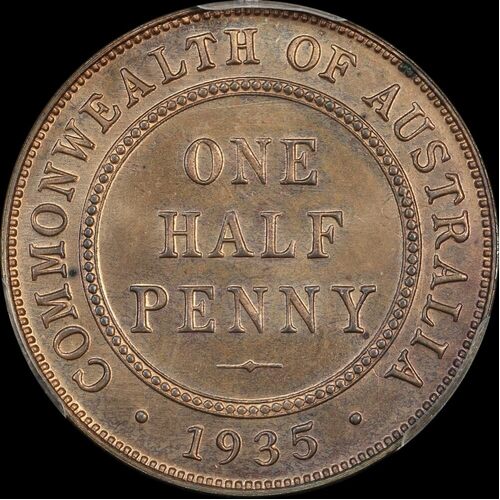 1935 Melbourne Proof Halfpenny PCGS PR64RB