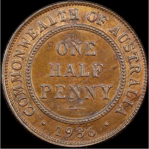 1936 Halfpenny Unc (MS62BN)