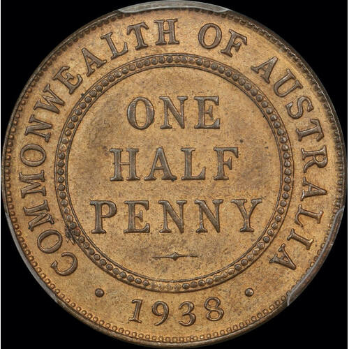 1938 Halfpenny Uncirculated PCGS MS62RB
