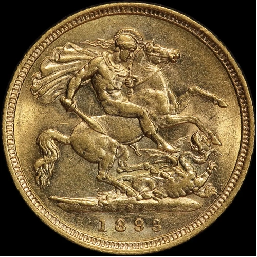 1893 Sydney Veiled Head Half Sovereign Extremely Fine