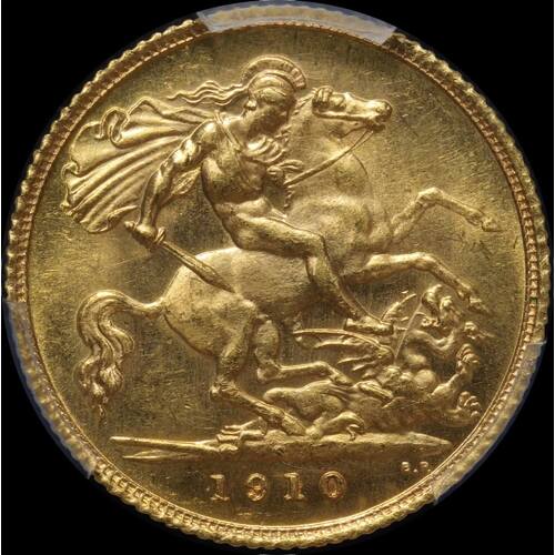 1910 Sydney Edward VII Half Sovereign Choice Unc (PCGS MS63)