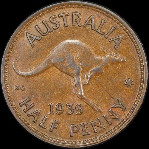 1939 Halfpenny Kangaroo Reverse good EF