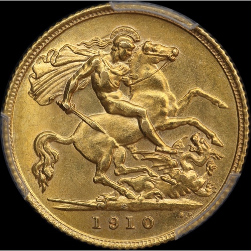 1910 Sydney Edward VII Half Sovereign Unc (PCGS MS62)