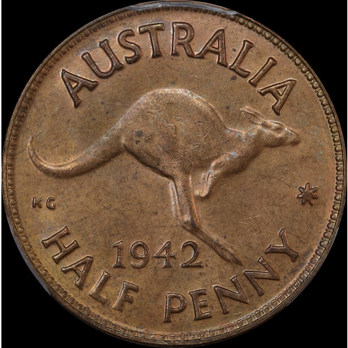 1942 Halfpenny Choice Unc (PCGS MS63RB)