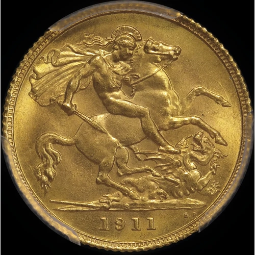 1911 Sydney George V Half Sovereign Choice Unc (PCGS MS64)