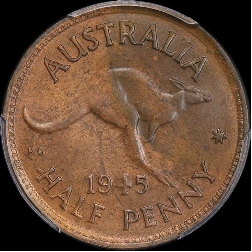 1945-Y Halfpenny Choice Unc (PCGS MS63BN)